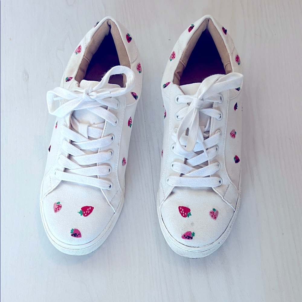 LOFT White Sneakers with Strawberry Embroidery